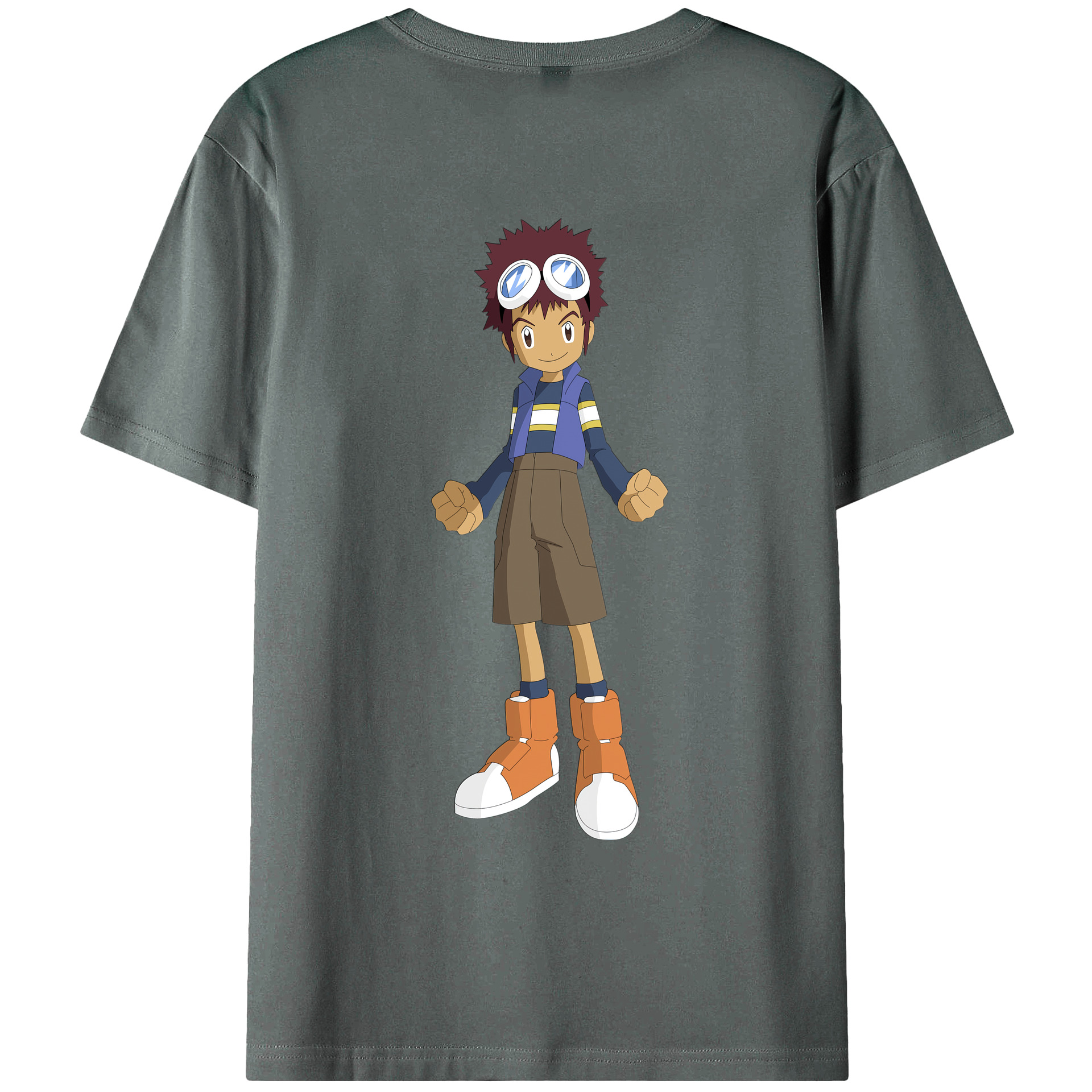 （画像用） Digimon デジタルモンスター/デジモン 綿100％ メンズ半袖Tシャツ（バックプリント） 通気性